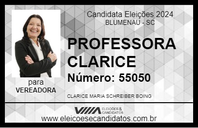 Candidato PROFESSORA CLARICE 2024 - BLUMENAU - Eleições