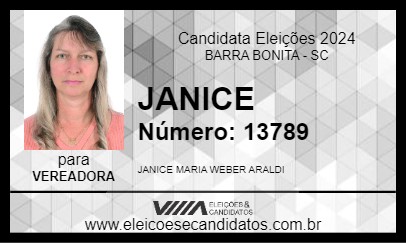 Candidato JANICE 2024 - BARRA BONITA - Eleições