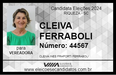 Candidato CLEIVA FERRABOLI 2024 - RIQUEZA - Eleições