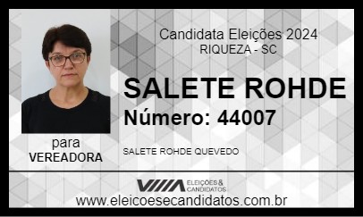 Candidato SALETE ROHDE 2024 - RIQUEZA - Eleições