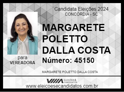 Candidato MARGARETE POLETTO DALLA COSTA 2024 - CONCÓRDIA - Eleições