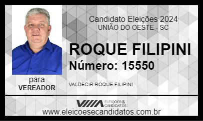 Candidato ROQUE FILIPINI 2024 - UNIÃO DO OESTE - Eleições