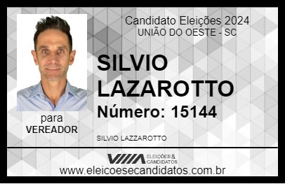 Candidato SILVIO LAZAROTTO 2024 - UNIÃO DO OESTE - Eleições