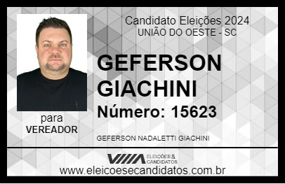 Candidato GEFERSON GIACHINI 2024 - UNIÃO DO OESTE - Eleições