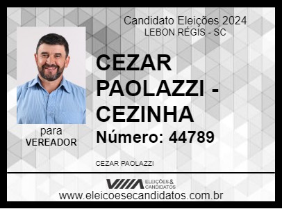 Candidato CEZAR PAOLAZZI - CEZINHA 2024 - LEBON RÉGIS - Eleições