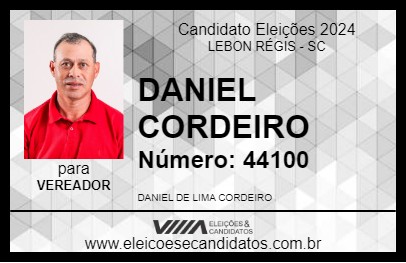 Candidato DANIEL CORDEIRO 2024 - LEBON RÉGIS - Eleições