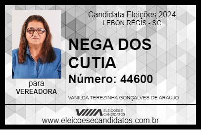 Candidato NEGA DOS CUTIA 2024 - LEBON RÉGIS - Eleições