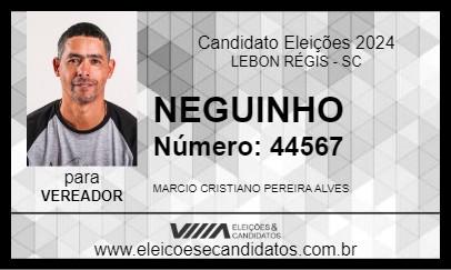 Candidato NEGUINHO 2024 - LEBON RÉGIS - Eleições