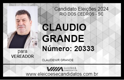 Candidato CLAUDIO GRANDE 2024 - RIO DOS CEDROS - Eleições