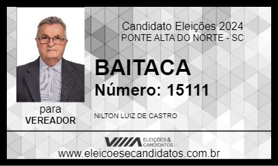 Candidato BAITACA 2024 - PONTE ALTA DO NORTE - Eleições