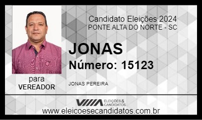 Candidato JONAS 2024 - PONTE ALTA DO NORTE - Eleições