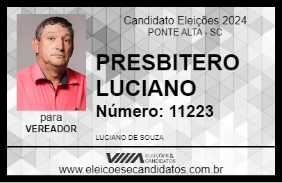 Candidato PRESBITERO LUCIANO 2024 - PONTE ALTA - Eleições