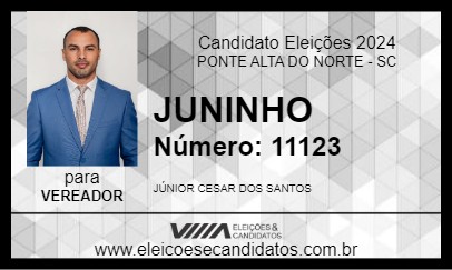 Candidato JUNINHO 2024 - PONTE ALTA DO NORTE - Eleições