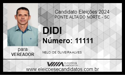 Candidato DIDI 2024 - PONTE ALTA DO NORTE - Eleições