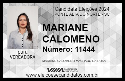 Candidato MARIANE CALOMENO 2024 - PONTE ALTA DO NORTE - Eleições