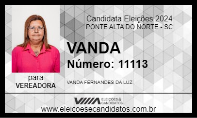 Candidato VANDA 2024 - PONTE ALTA DO NORTE - Eleições