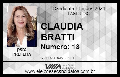 Candidato CLAUDIA BRATTI 2024 - LAGES - Eleições