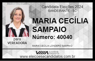 Candidato MARIA CECILIA - CIÇA 2024 - BANDEIRANTE - Eleições