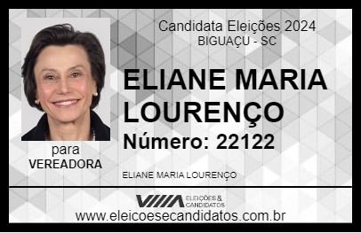 Candidato ELIANE MARIA LOURENÇO 2024 - BIGUAÇU - Eleições