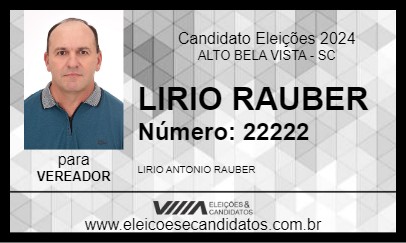 Candidato LIRIO RAUBER 2024 - ALTO BELA VISTA - Eleições