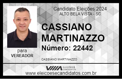 Candidato CASSIANO MARTINAZZO 2024 - ALTO BELA VISTA - Eleições