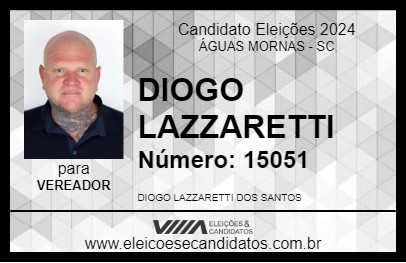 Candidato DIOGO LAZZARETTI 2024 - ÁGUAS MORNAS - Eleições