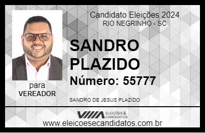 Candidato SANDRO PLAZIDO 2024 - RIO NEGRINHO - Eleições