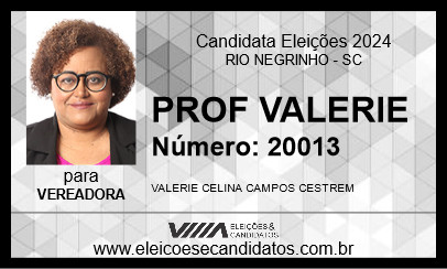 Candidato PROF VALERIE 2024 - RIO NEGRINHO - Eleições