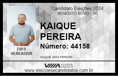 Candidato KAIQUE PEREIRA 2024 - BENEDITO NOVO - Eleições