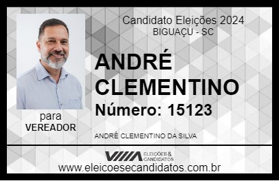 Candidato ANDRÉ CLEMENTINO 2024 - BIGUAÇU - Eleições