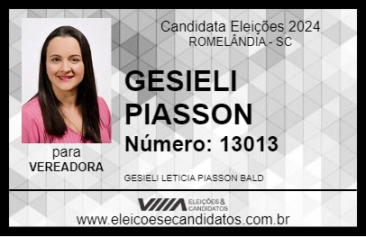 Candidato GESIELI PIASSON 2024 - ROMELÂNDIA - Eleições