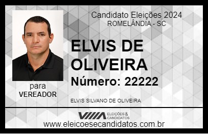 Candidato ELVIS DE OLIVEIRA 2024 - ROMELÂNDIA - Eleições