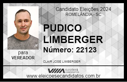 Candidato PUDICO LIMBERGER 2024 - ROMELÂNDIA - Eleições