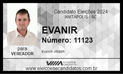 Candidato EVANIR 2024 - ANITÁPOLIS - Eleições