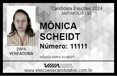 Candidato MÔNICA SCHEIDT 2024 - ANITÁPOLIS - Eleições