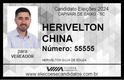 Candidato HERIVELTON CHINA 2024 - CAPIVARI DE BAIXO - Eleições