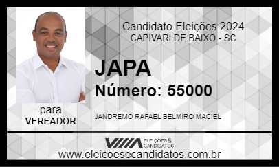 Candidato JAPA 2024 - CAPIVARI DE BAIXO - Eleições