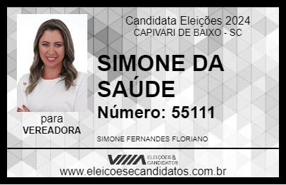 Candidato SIMONE DA SAÚDE 2024 - CAPIVARI DE BAIXO - Eleições