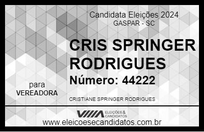 Candidato CRIS SPRINGER RODRIGUES 2024 - GASPAR - Eleições