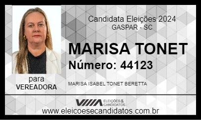 Candidato MARISA TONET 2024 - GASPAR - Eleições