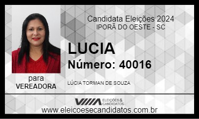 Candidato LUCIA 2024 - IPORÃ DO OESTE - Eleições