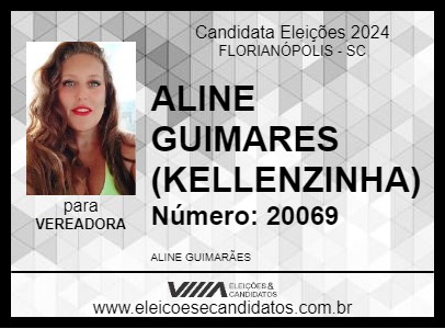 Candidato ALINE GUIMARÃES (KELLENZINHA) 2024 - FLORIANÓPOLIS - Eleições