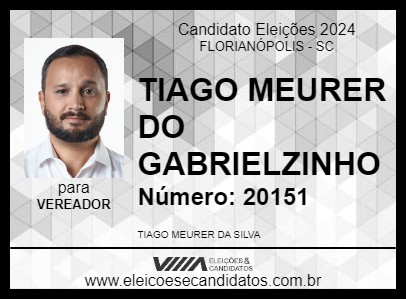 Candidato TIAGO MEURER DO GABRIELZINHO 2024 - FLORIANÓPOLIS - Eleições