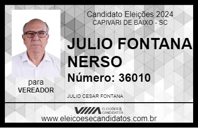 Candidato JULIO FONTANA NERSO 2024 - CAPIVARI DE BAIXO - Eleições