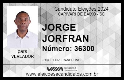 Candidato JORGE JORFRAN 2024 - CAPIVARI DE BAIXO - Eleições