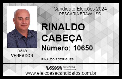 Candidato RINALDO CABEÇA 2024 - PESCARIA BRAVA - Eleições