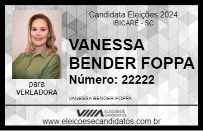 Candidato VANESSA BENDER FOPPA 2024 - IBICARÉ - Eleições