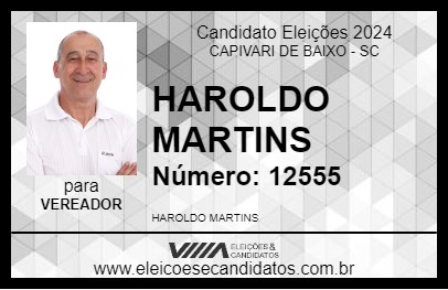 Candidato HAROLDO MARTINS 2024 - CAPIVARI DE BAIXO - Eleições