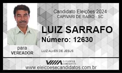 Candidato LUIZ SARRAFO 2024 - CAPIVARI DE BAIXO - Eleições