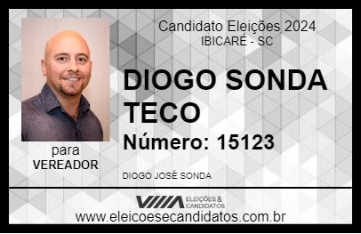 Candidato DIOGO SONDA TECO 2024 - IBICARÉ - Eleições